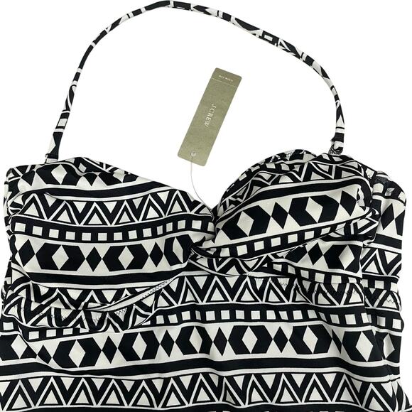 J. Crew Black and White Geometric Tribal Print One Piece Swimsuit Size 4 NWT - Picture 2 of 8